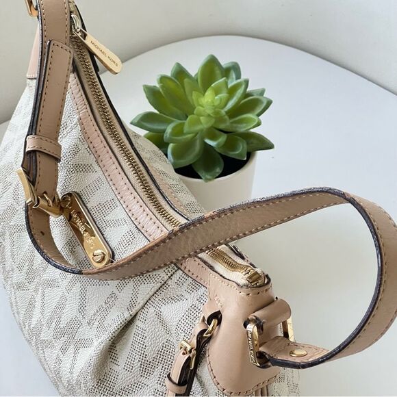 MICHAEL Michael Kors Beige and Cream Shoulder Bag MK tote purse designer small - Picture 13 of 16